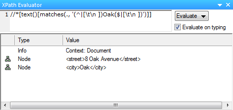XPath to find Oak as word