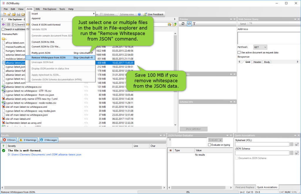 Pretty print And Remove Whitespace For Large JSON Data