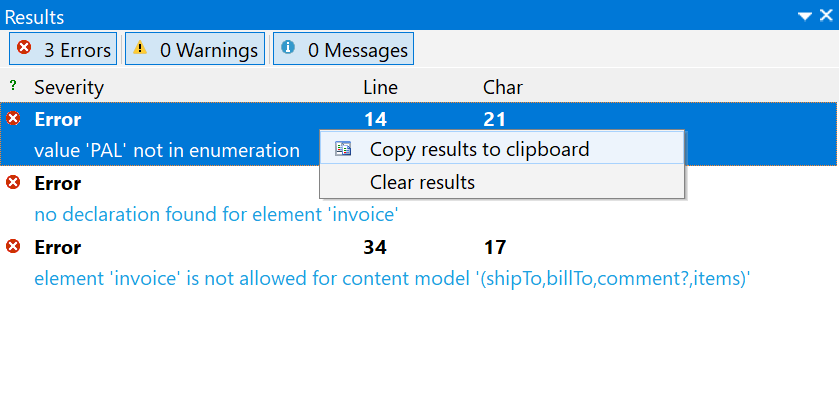 XML validation errors