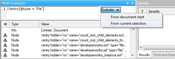 Using the XPath evaluator window product screenshot