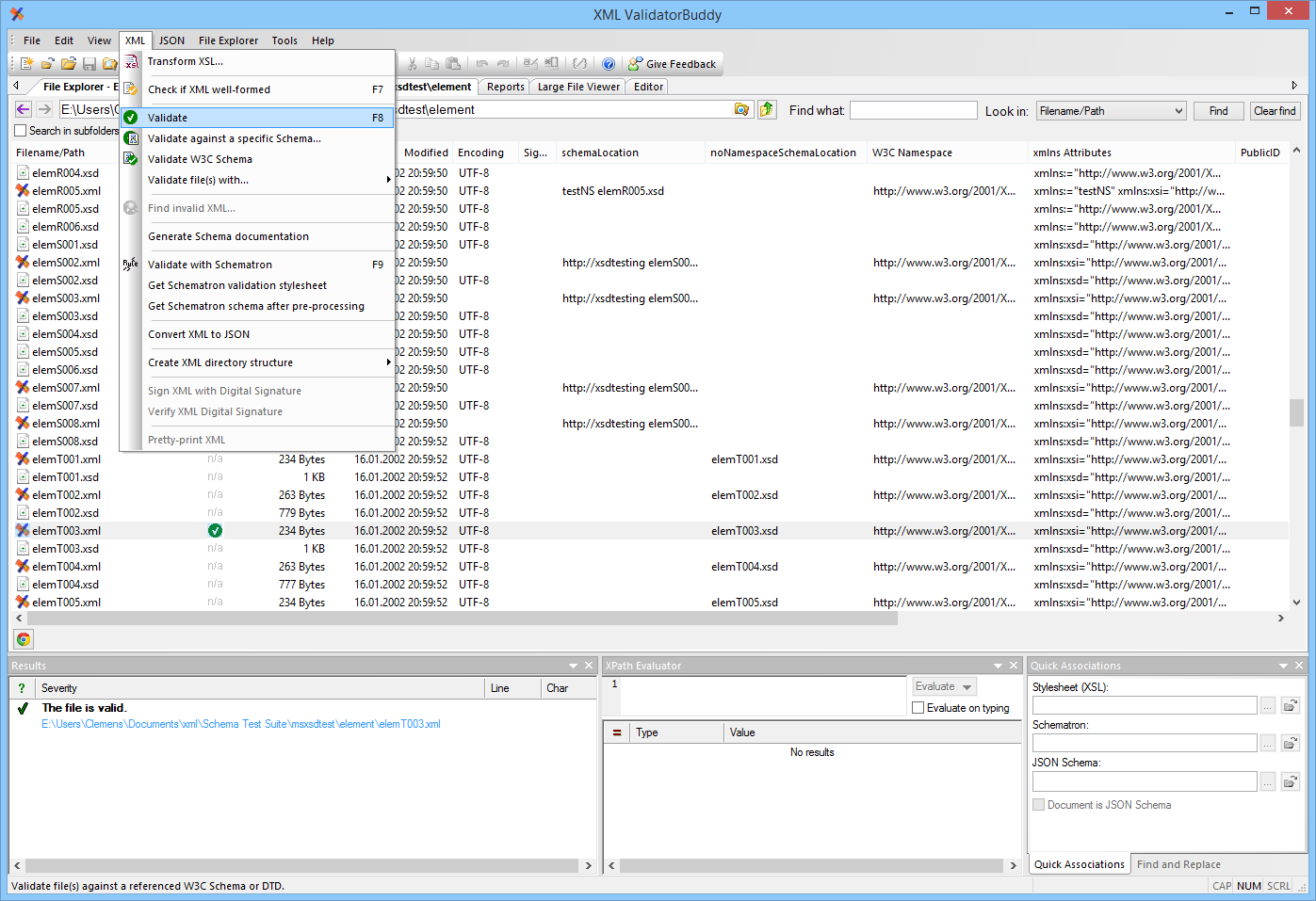 XML validator usage product screenshot