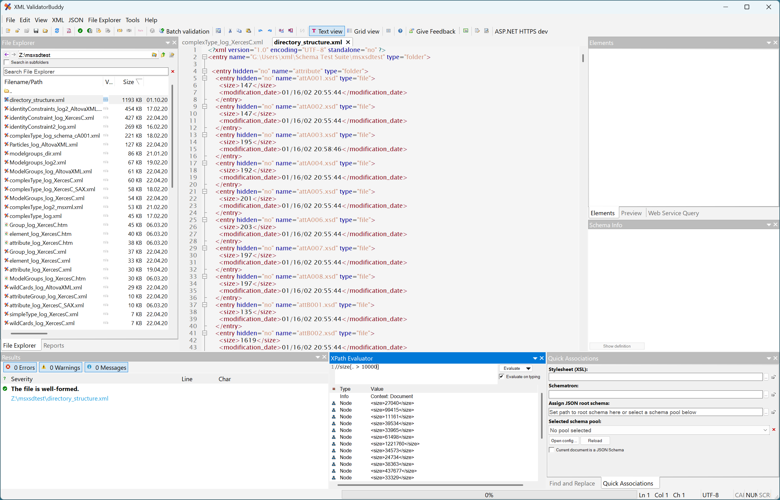 Using the XPath evaluator window product screenshot
