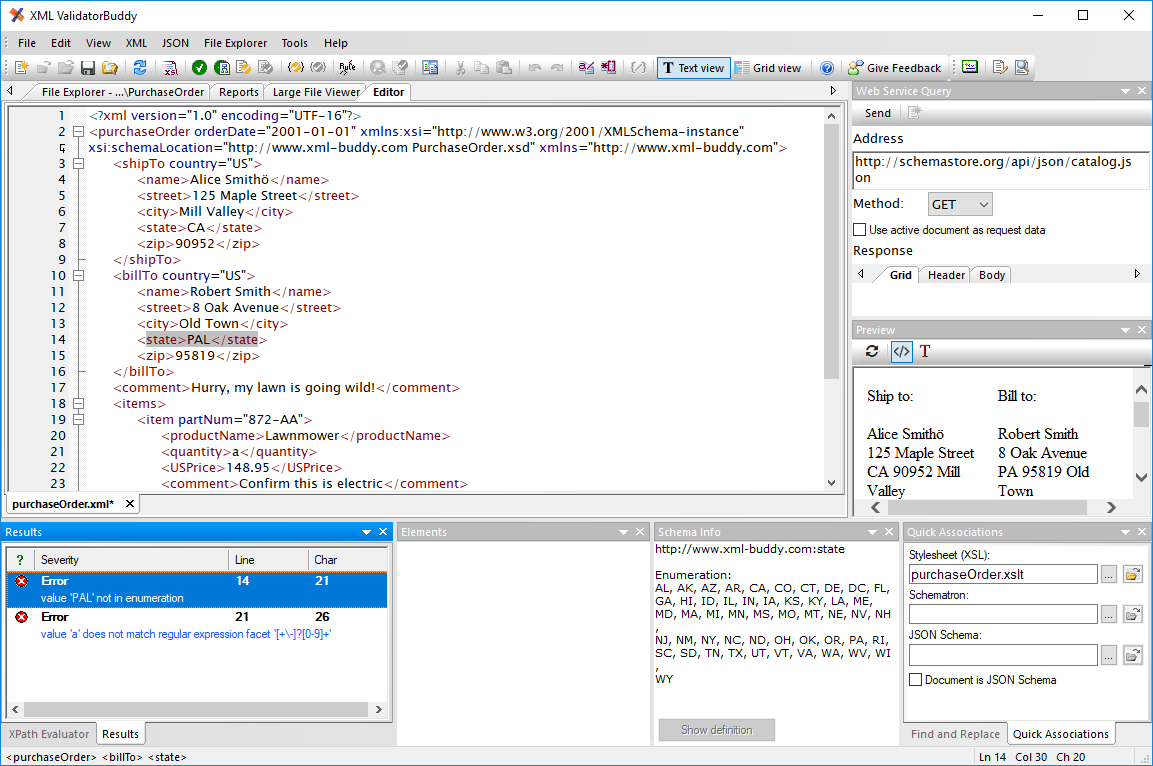 XML validator usage product screenshot