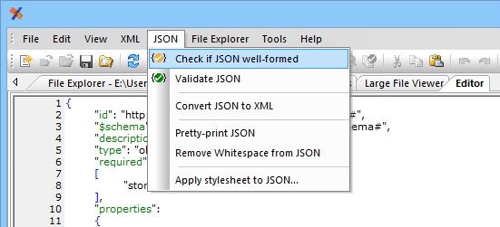 JSON editor text mode product screenshot
