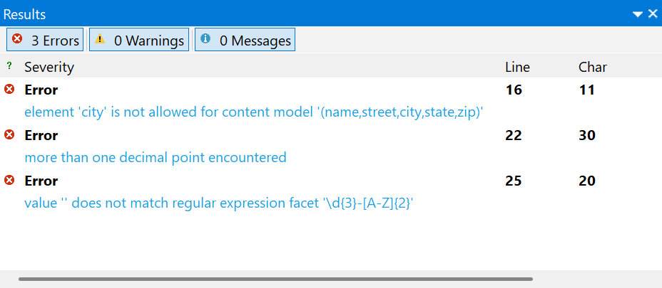 XML validation errors