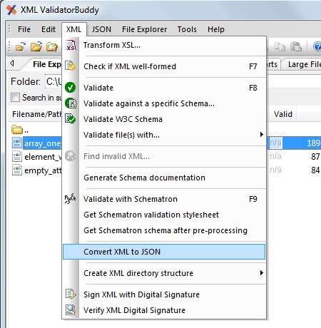 JSON-XML conversions product screenshot