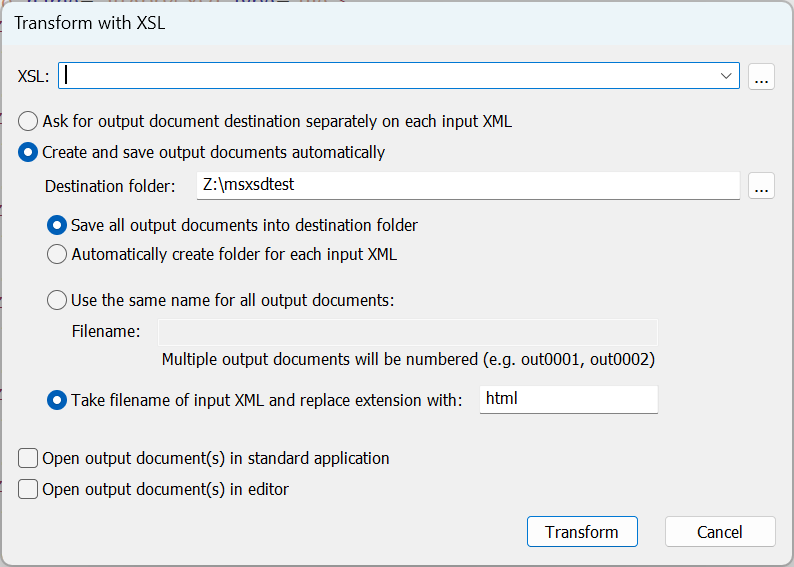 XSL transformation product screenshot