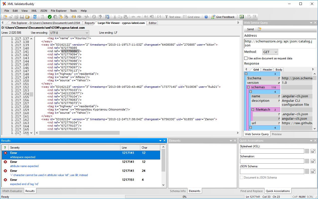 Open and validate large XML product screenshot