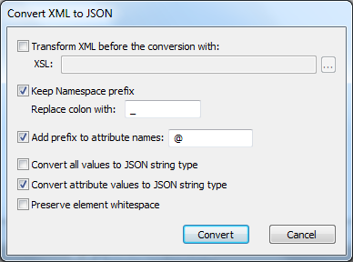 JSON-XML conversions product screenshot