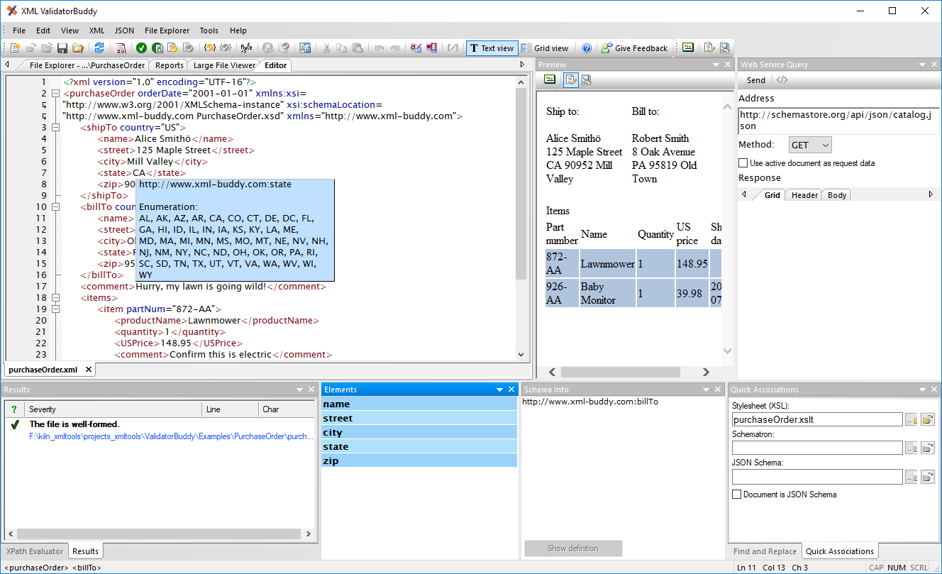 XML-JSON software overview product screenshot