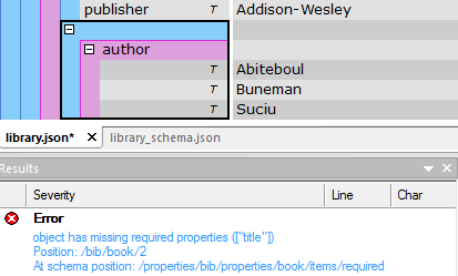 JSON validation result in grid editor