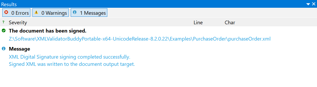 compact successful xml signature signing result