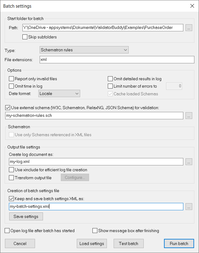 Schematron batch validation dialog in XML ValidatorBuddy